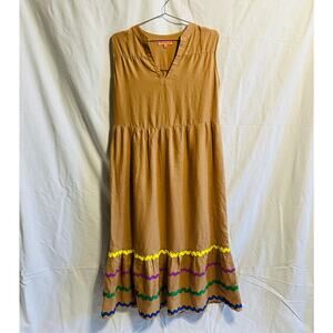 Vilagallo Linen Midi Dress Womens 42/M Sleeveless Cottagecore Beach Lagenlook